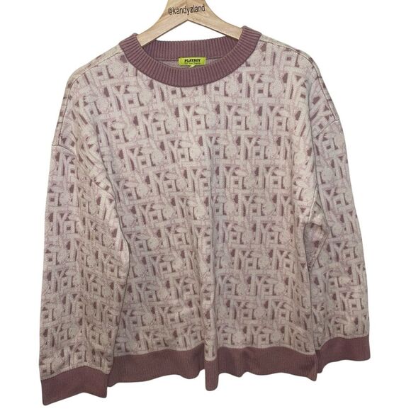 TELL YOUR FRIENDS X Playboy Bunny Stencil Crew Neck Pullover In Mauve - Picture 4 of 7